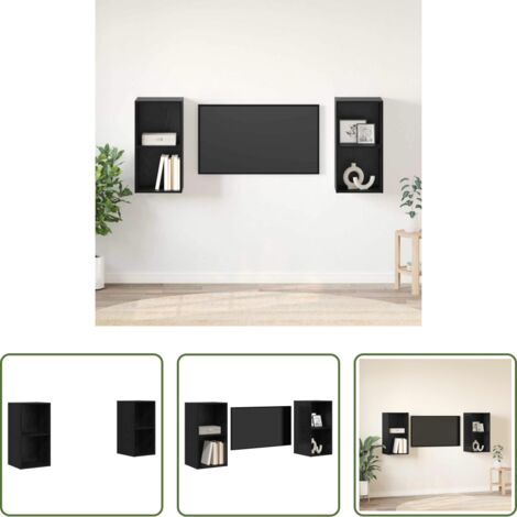 vidaXL Armarios para TV -  Conjunto de mueble de TV 2 pcs Roble Negro 37 x 37 x 72 cm