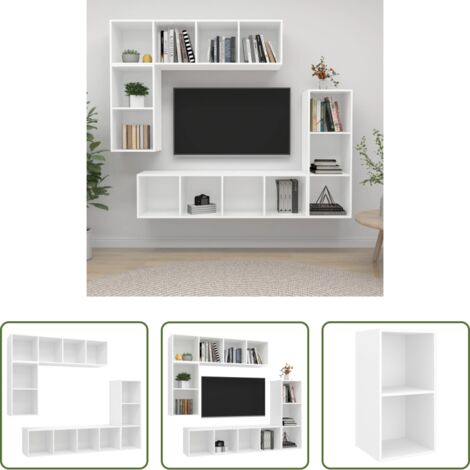vidaXL Armarios para TV -  Set de muebles para TV 4 piezas madera contrachapada blanco
