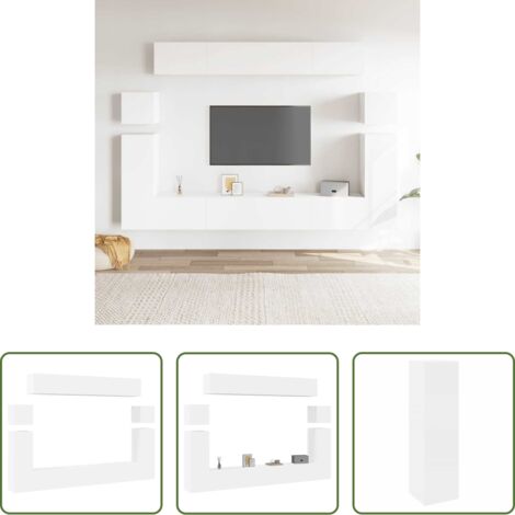 vidaXL Armarios para TV -  Set de muebles para TV 8 piezas madera contrachapada blanco