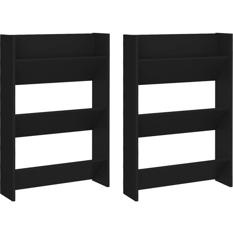 

Armarios zapateros de pared 2 uds aglomerado 60x18x90 cm - Negro - Vidaxl