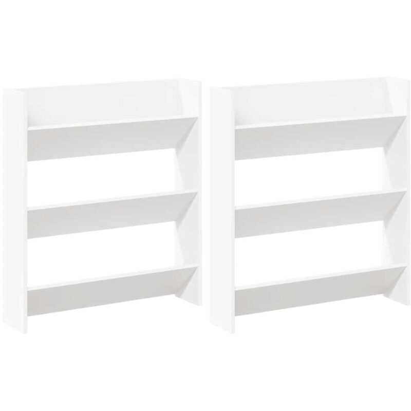 

vidaXL Armarios zapateros de pared 2 uds blanco aglomerado 80x18x90 cm - Blanco