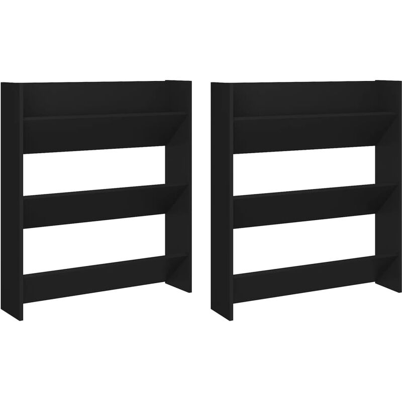 

Vidaxl - Armarios zapateros de pared 2 uds negro aglomerado 80x18x90 cm - Negro