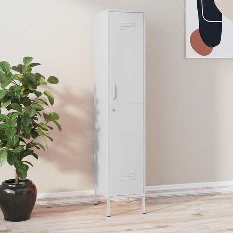 Vidaxl – Armoire à casier blanche 35x46x180 cm – Acier avec 4 étagères réglables – Serrure sous poignée – Capacité 20 kg par étagère
