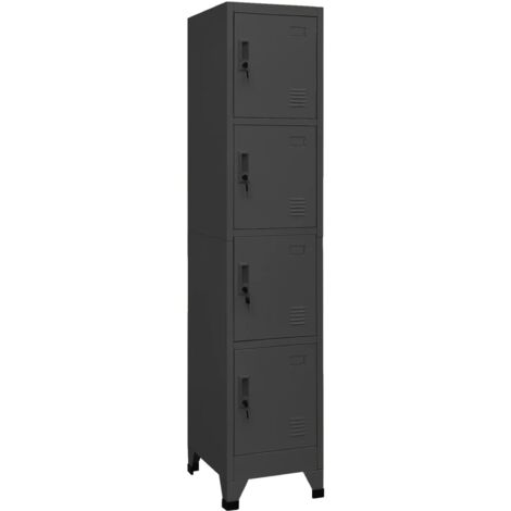 Vidaxl – Armoire d'atelier anthracite 38x45x180 cm – Acier avec 4 portes verrouillables – Orifices d'aération et porte-étiquettes