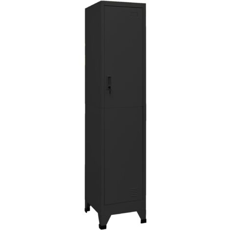 Vidaxl – Armoire d'atelier noire en acier 38x45x180 cm – 1 porte verrouillable avec 2 clés – Capacité 60 kg – Cintre et étagère non réglable