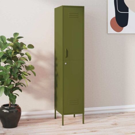 Vidaxl – Armoire à casiers vert olive 35x46x180 cm – Acier durable – 4 étagères réglables – Serrure intégrée – Niveleurs au fond