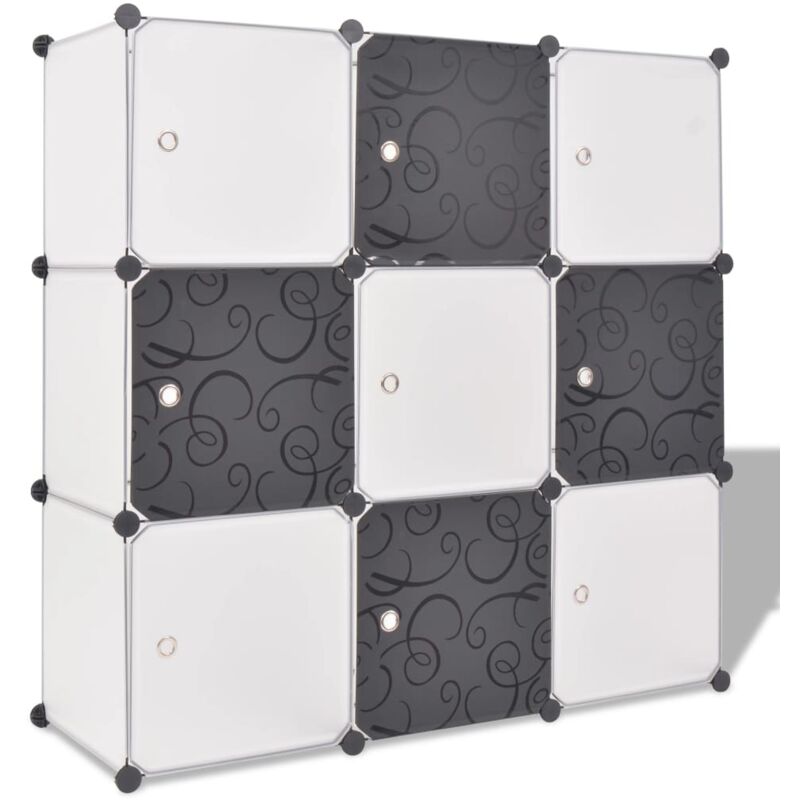 Vidaxl - Organisateur de rangement cube avec 9 compartiments Noir/Blanc