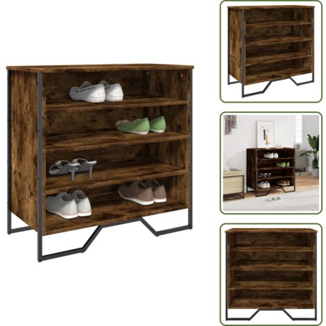 vidaXL Armoire à chaussures chêne fumé 80x38x78 cm bois d'ingénierie