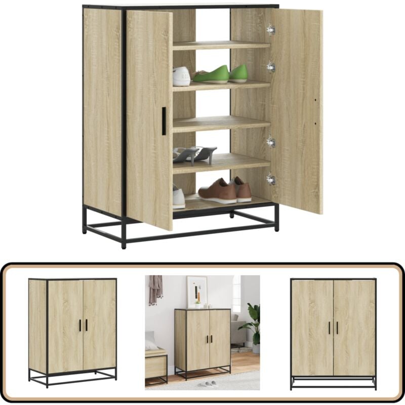 Vidaxl - Armoire à chaussures chêne sonoma bois d'ingénierie et métal