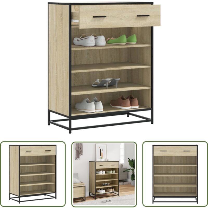 vidaXL Armoire à chaussures chêne sonoma bois d'ingénierie et métal