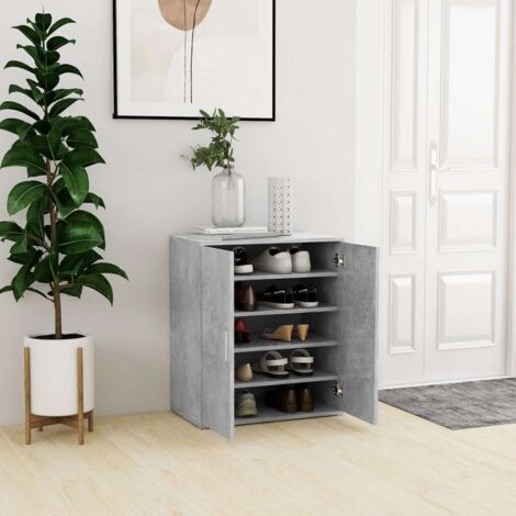 Vidaxl – Armoire à chaussures gris béton 60x35x70 cm – 5 étagères – Montage au sol ou mural – Protection contre la poussière