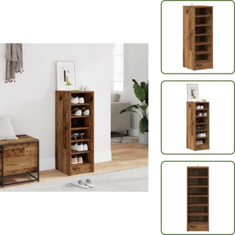 vidaXL Armoire à chaussures vieux bois 32x35x92 cm bois d'ingénierie