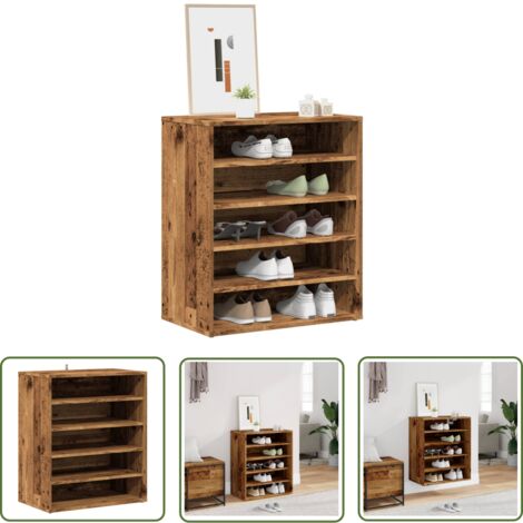 vidaXL Armoire à chaussures vieux bois 60x35x70 cm bois d'ingénierie