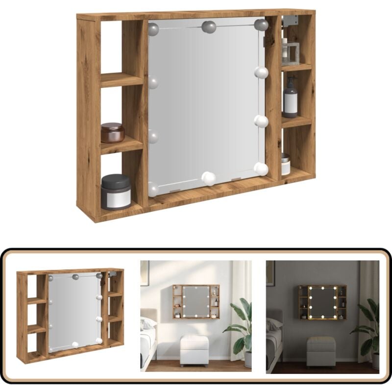 Vidaxl - Armoire à miroir avec led chêne artisanal 76x15x55 cm