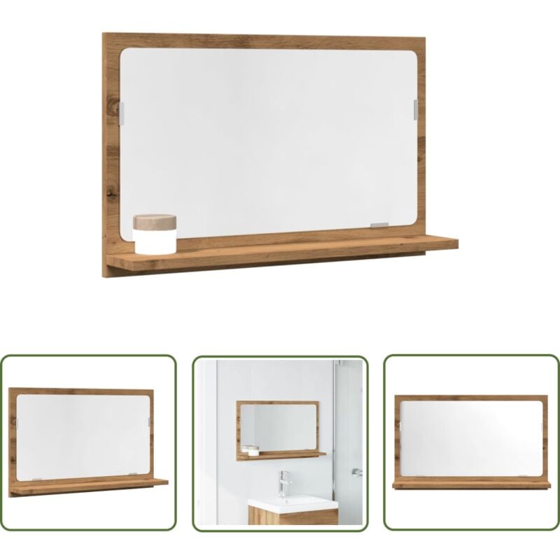 The Living Store - VidaXL Armoire à miroir de salle de bain chêne artisanal 60x11x37 cm