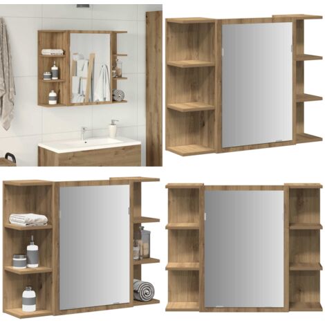 vidaXL Armoire à miroir de salle de bain chêne artisanal 80x20,5x64 cm