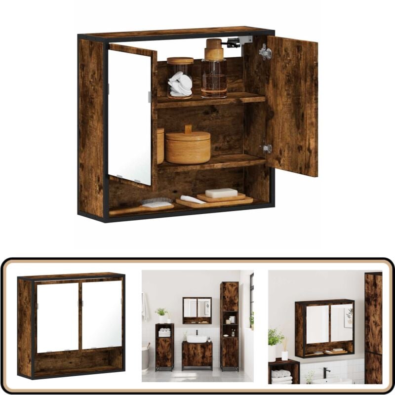Vidaxl - Armoire à miroir de salle de bain chêne fumé bois d'ingénierie