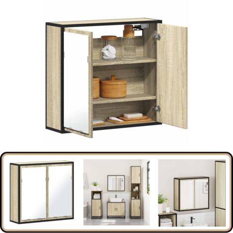 vidaXL Armoire à miroir de salle de bain chêne sonoma bois ingénierie