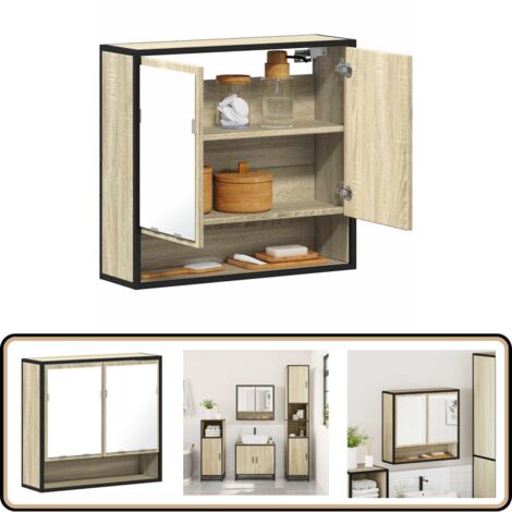 vidaXL Armoire à miroir de salle de bain chêne sonoma bois ingénierie