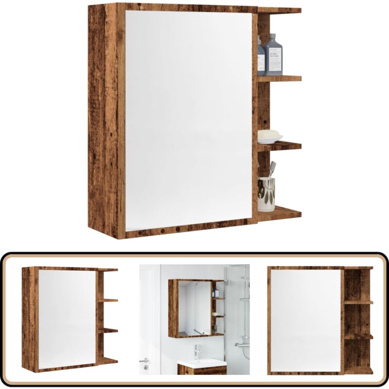 Vidaxl - Armoire à miroir de salle de bain vieux bois 62,5x20,5x64 cm