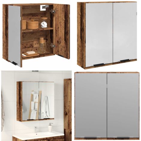 vidaXL Armoire à miroir de salle de bain vieux bois 64x20x66,5 cm