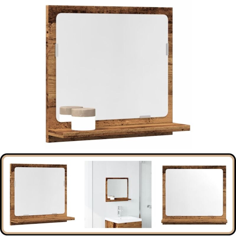Vidaxl - Armoire à miroir de salle de bain vieux bois bois d'ingénierie