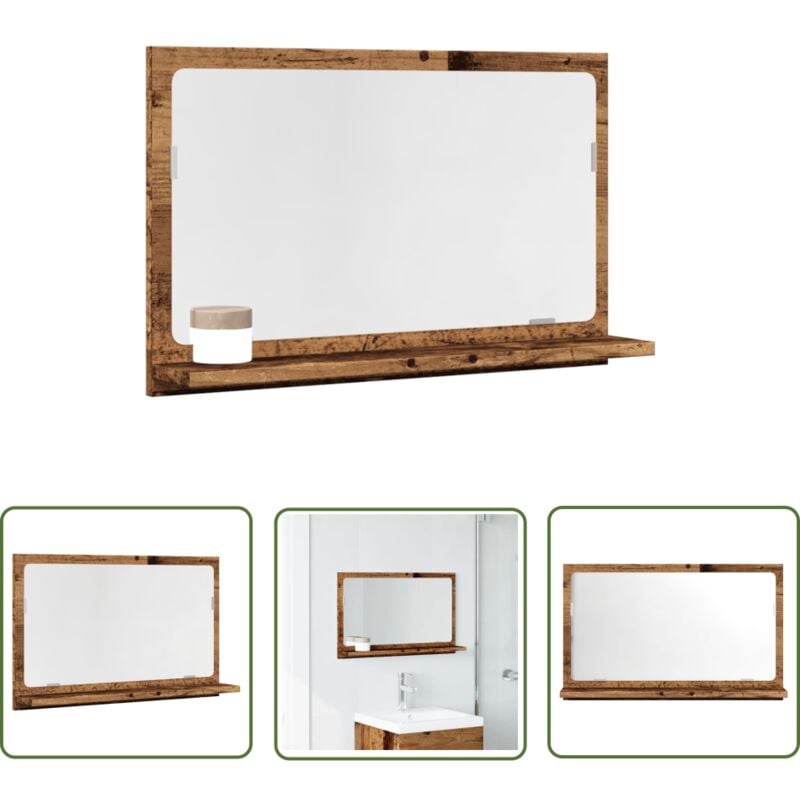 The Living Store - vidaXL Armoire à miroir de salle de bain vieux bois bois d'ingénierie