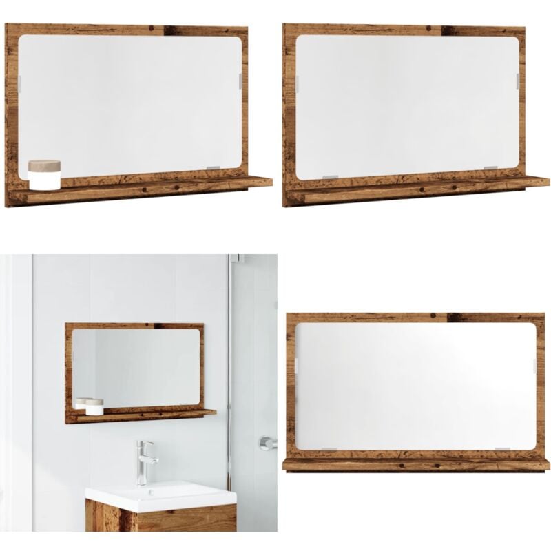 Vidaxl - Armoire à miroir de salle de bain vieux bois bois d'ingénierie