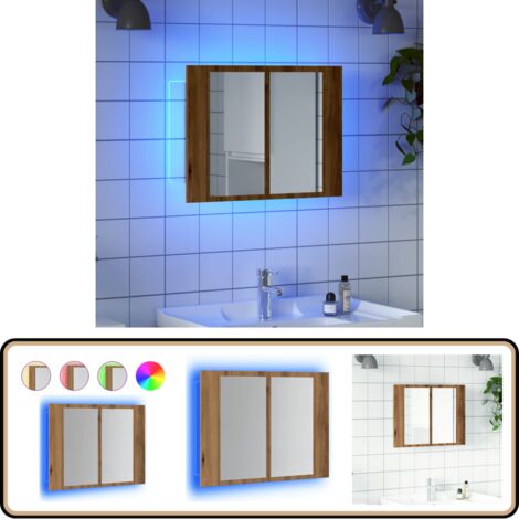 vidaXL Armoire à miroir LED chêne artisanal 60x12x45cm bois ingénierie