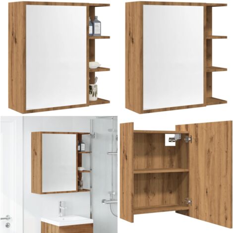 vidaXL Armoire à miroir salle de bain chêne artisanal 62,5x20,5x64 cm