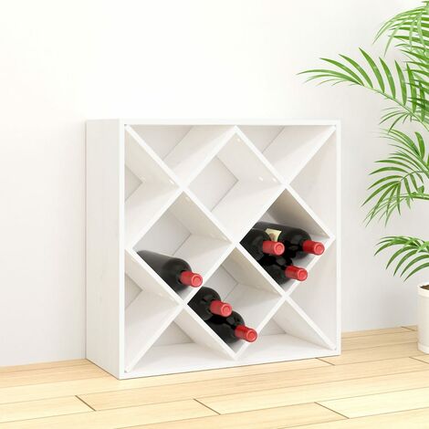 Vidaxl – Armoire à vin blanc 62x25x62 cm – Bois de pin massif – 12 bouteilles – Fixation murale incluse – Cadre robuste et durable