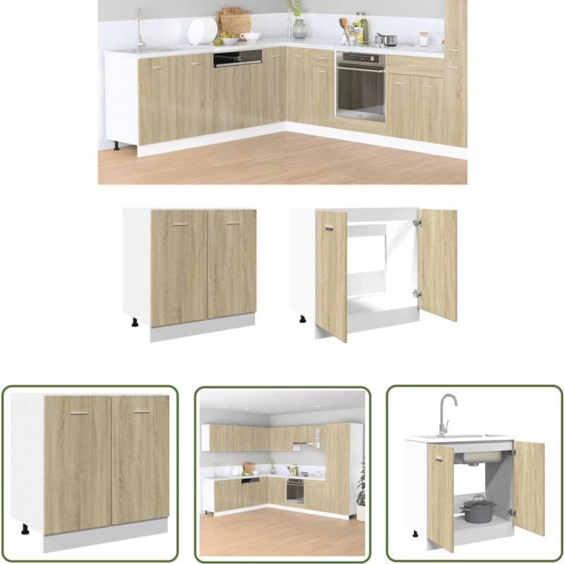VidaXL Armoire basse chêne sonoma 80x46x81,5 cm bois d'ingénierie