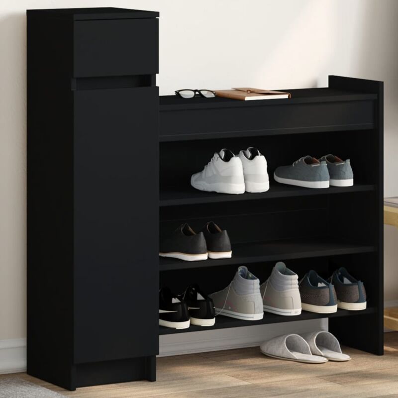 Vidaxl - Armoire à chaussures noir 100,5x28x100 cm bois d'ingénierie