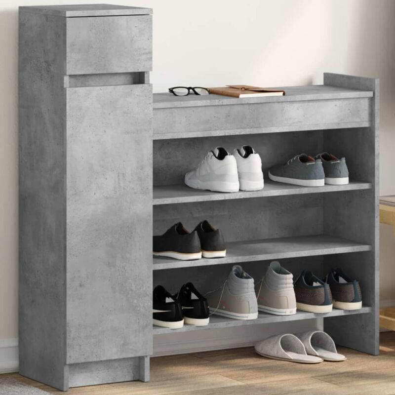 Armoire à chaussures gris béton bois d'ingénierie