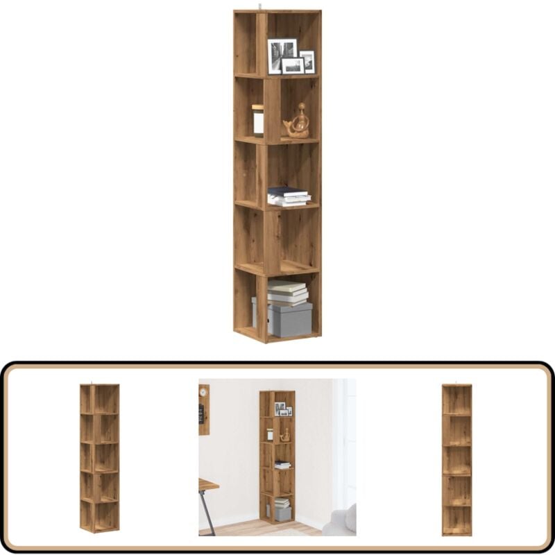 Armoire d'angle chêne artisanal 33x33x165 cm bois d'ingénierie - Vidaxl