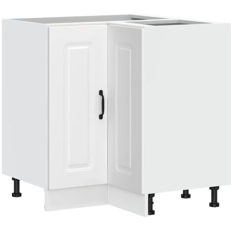 Vidaxl – Armoire d'angle de cuisine Kalmar 75,5 x 75,5 x 81,5 cm – Bois d'ingénierie blanc – Avec pieds réglables – Rangement optimisé