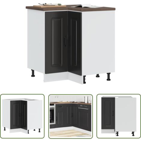 vidaXL Armoire d'angle de cuisine Kalmar noir bois d'ingénierie