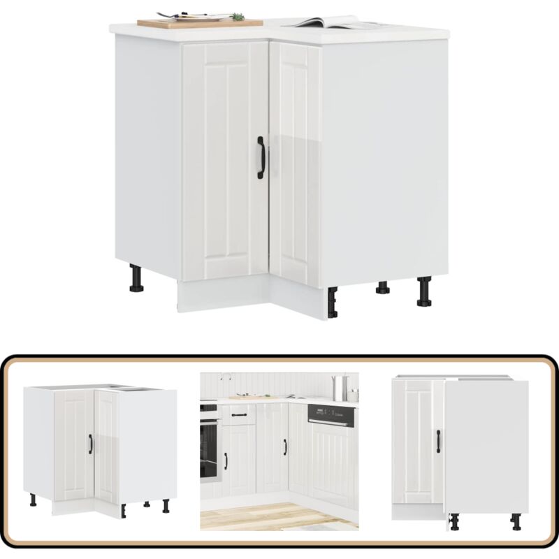 Vidaxl - Armoire d'angle de cuisine Lucca blanc brillant bois ingénierie