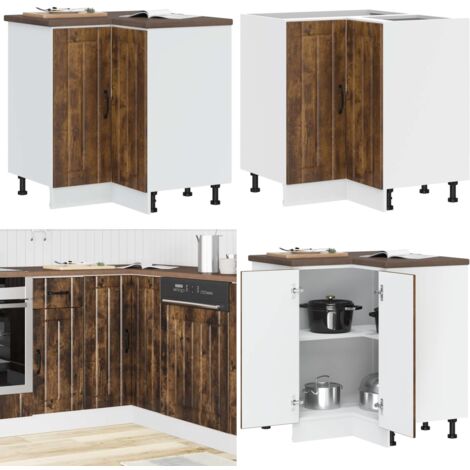 vidaXL Armoire d'angle de cuisine Lucca chêne fumé bois d'ingénierie