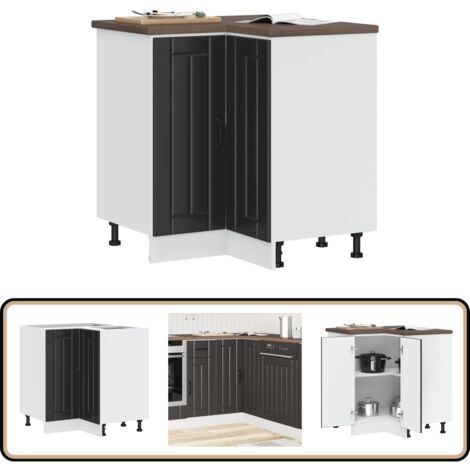 vidaXL Armoire d'angle de cuisine Lucca noir bois d'ingénierie