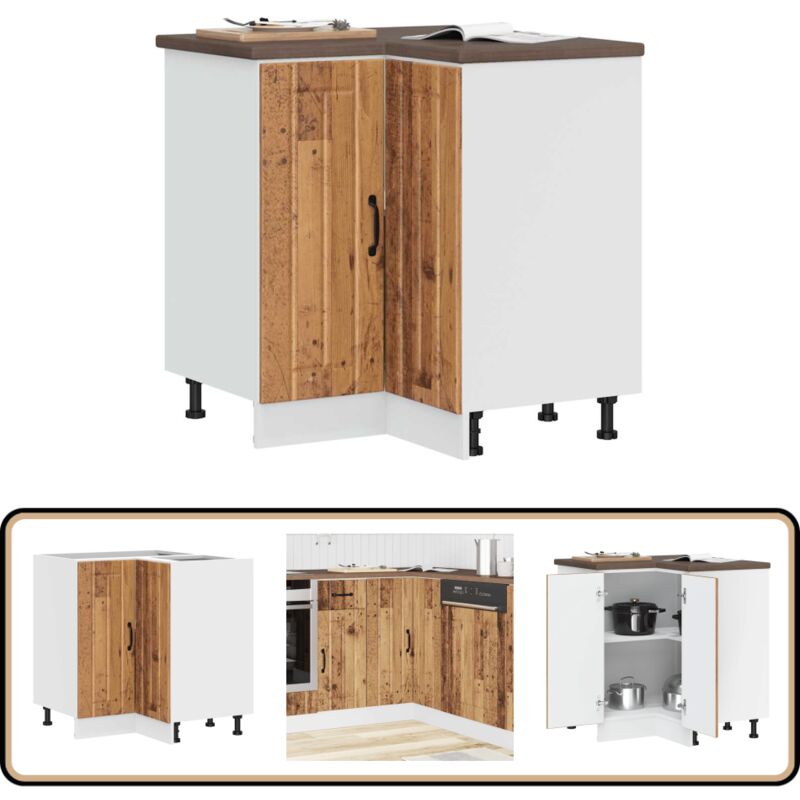 Armoire d'angle de cuisine Lucca vieux bois bois d'ingénierie - Vidaxl