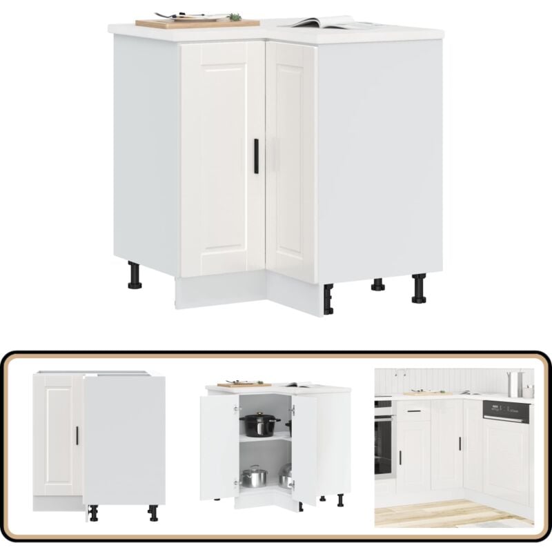 Armoire d'angle de cuisine Porto blanc brillant bois ingénierie - Vidaxl