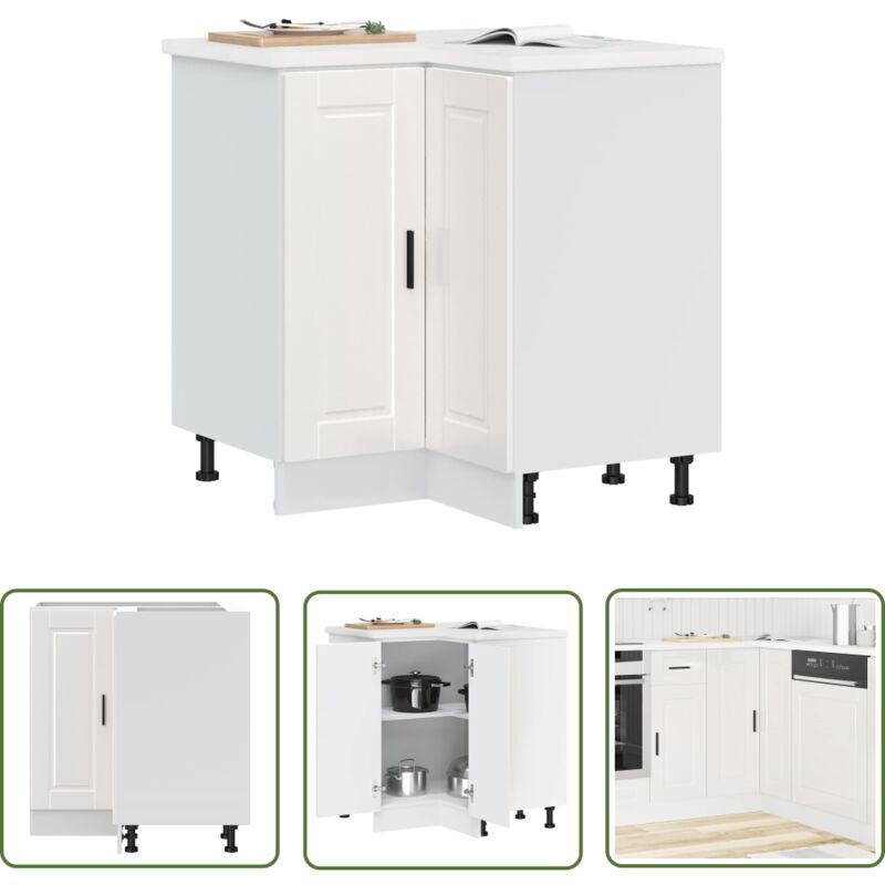 VidaXL Armoire d'angle de cuisine Porto blanc brillant bois ingénierie