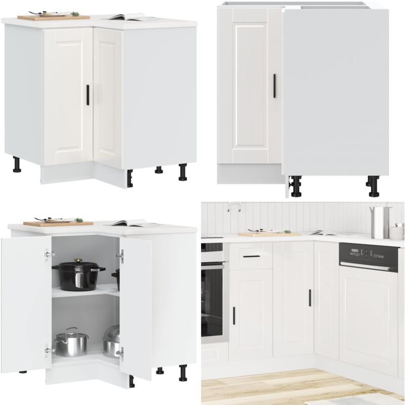 Armoire d'angle de cuisine Porto blanc brillant bois ingénierie - Vidaxl