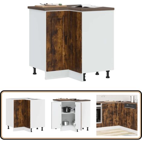 vidaXL Armoire d'angle de cuisine Porto chêne fumé bois d'ingénierie