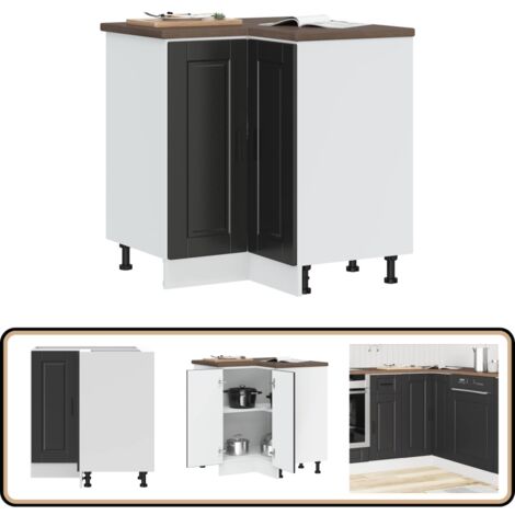 vidaXL Armoire d'angle de cuisine Porto noir bois d'ingénierie