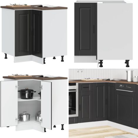 vidaXL Armoire d'angle de cuisine Porto noir bois d'ingénierie