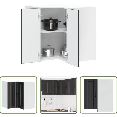 vidaXL Armoire d'angle murale de cuisine Lucca noir bois d'ingénierie