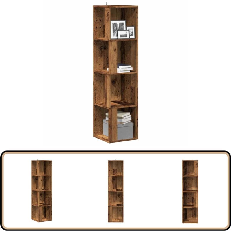 Vidaxl - Armoire d'angle vieux bois 33x33x132 cm bois d'ingénierie