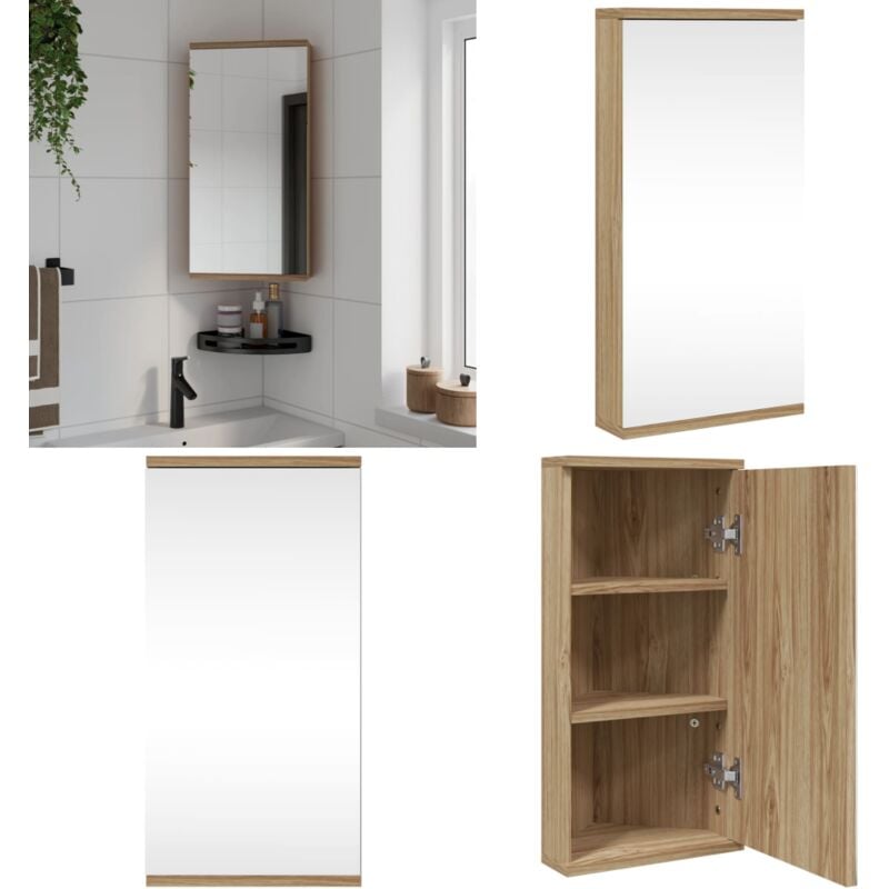 Vidaxl - Armoire de bain à miroir d'angle chêne 30x24x60 cm